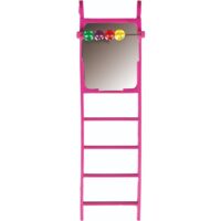 Flamingo toy of ladder and mirror for birds