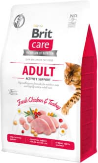 Brit Care dry cat food with chicken and turkey flavor, 400 gm.